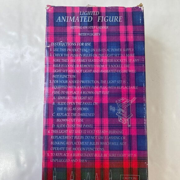 Lighted Animated Santa Figure On Ladder With Moving Arms Head Garland Decoration - Picture 10 of 13